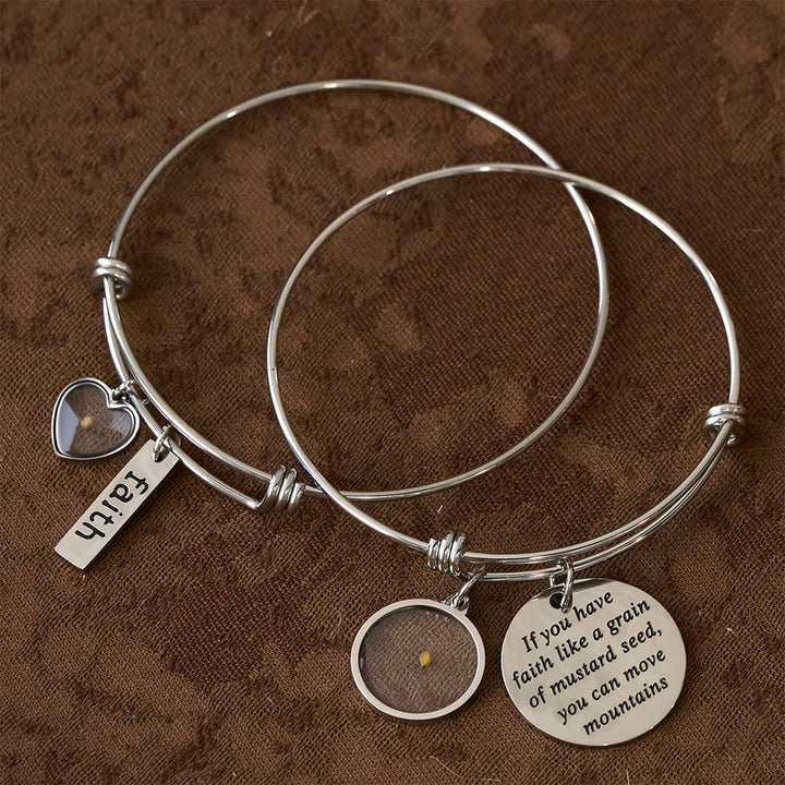 Christianartworkshop Mustard Seed Faith Bangle with Heart Charm: A Symbol of Unwavering Belief & Grace - image 0