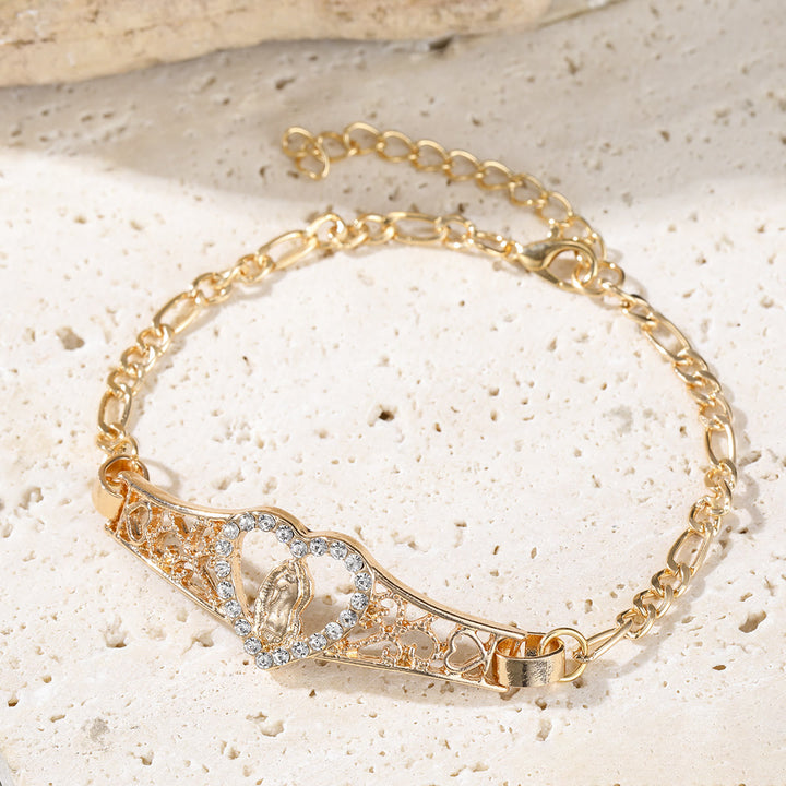 Christianartworkshop Gold Filigree Our Lady Bracelet with Zircon Halo: A Symbol of Marian Devotion & Divine Grace - image 4