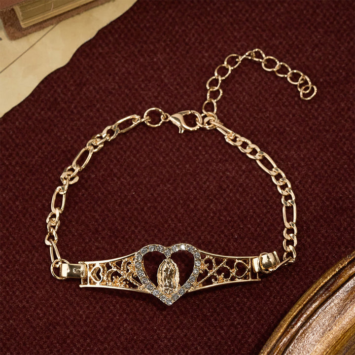 Christianartworkshop Gold Filigree Our Lady Bracelet with Zircon Halo: A Symbol of Marian Devotion & Divine Grace - image 2