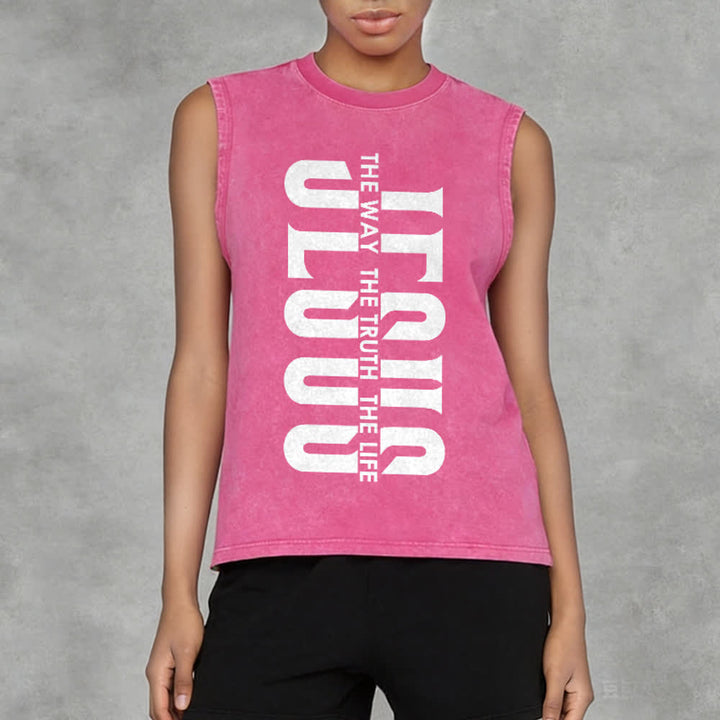 Christianartworkshop The Way The Truth The Life Unisex Washed Tank Top - image 11