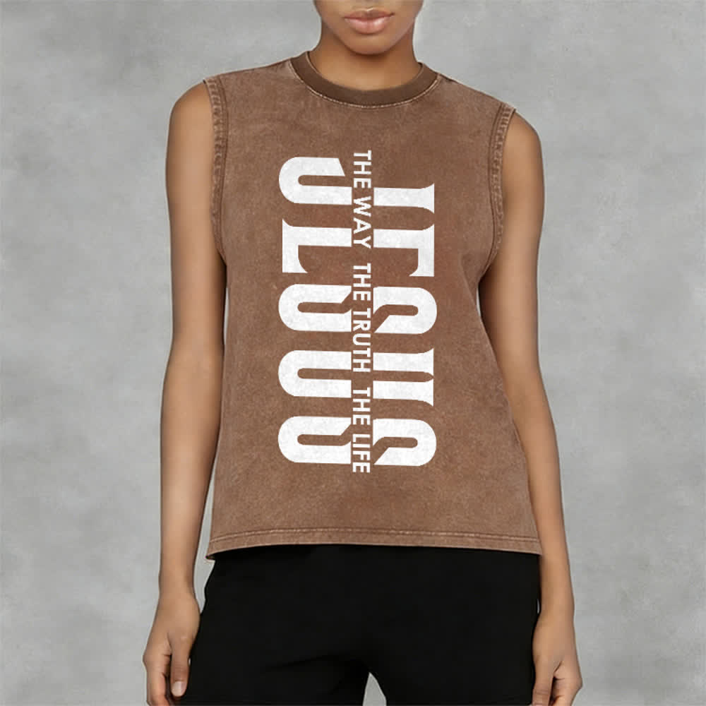 Christianartworkshop The Way The Truth The Life Unisex Washed Tank Top - image 14