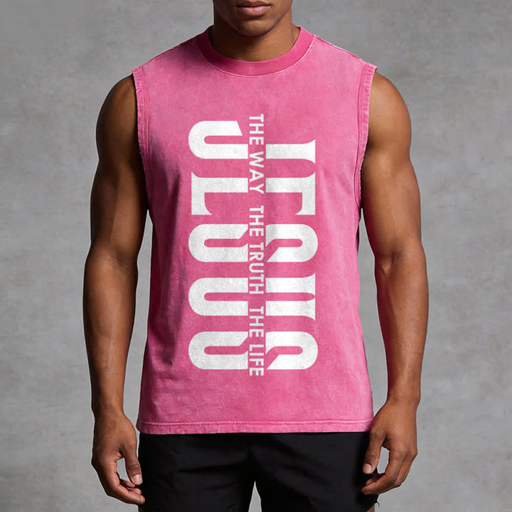 Christianartworkshop The Way The Truth The Life Unisex Washed Tank Top - image 10