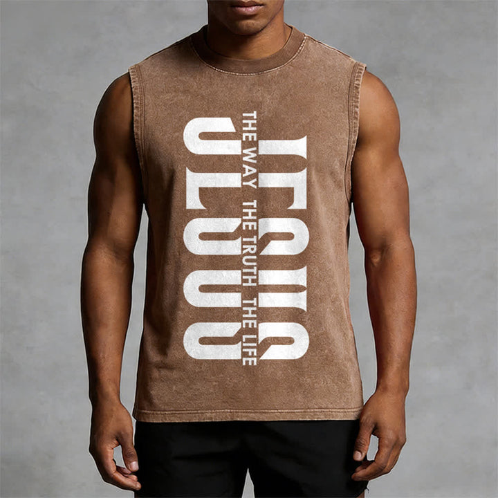 Christianartworkshop The Way The Truth The Life Unisex Washed Tank Top - image 13