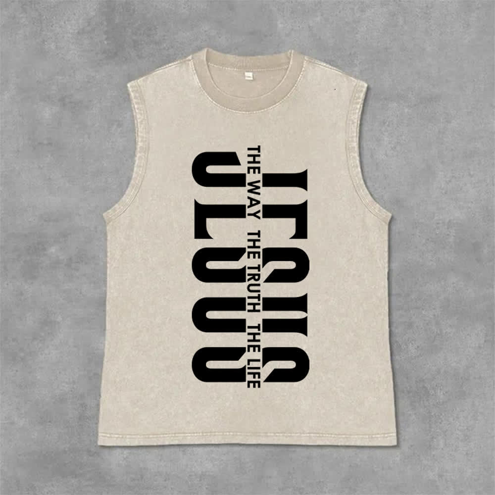 Christianartworkshop The Way The Truth The Life Unisex Washed Tank Top - Beige - 2XL - image 6