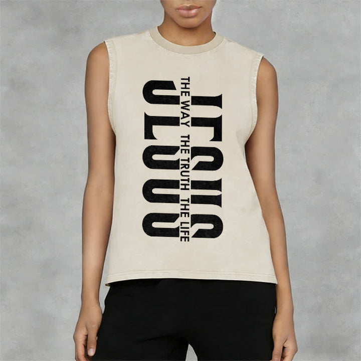 Christianartworkshop The Way The Truth The Life Unisex Washed Tank Top - image 8