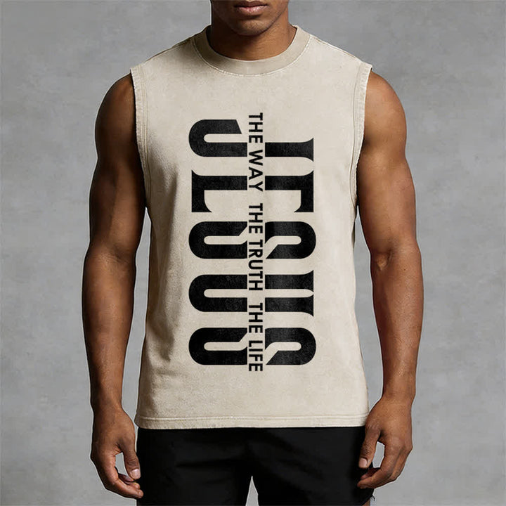 Christianartworkshop The Way The Truth The Life Unisex Washed Tank Top - image 7