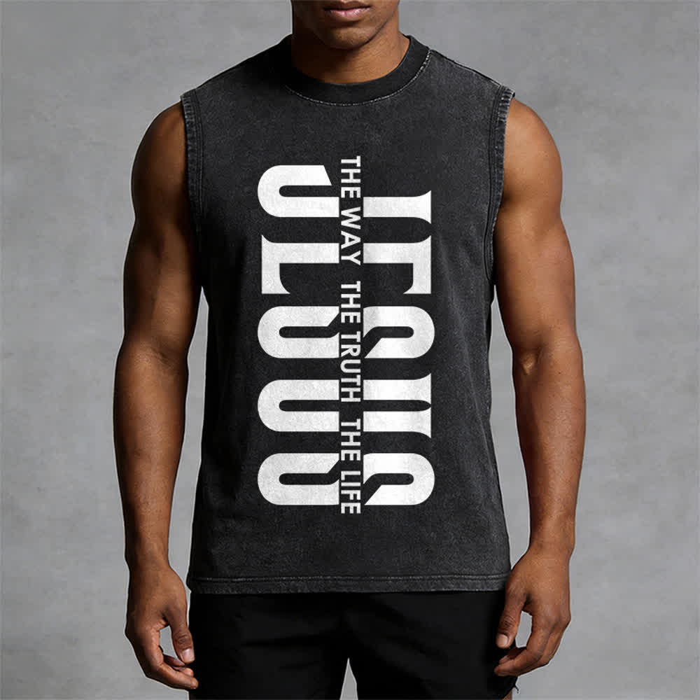 Christianartworkshop The Way The Truth The Life Unisex Washed Tank Top - image 4