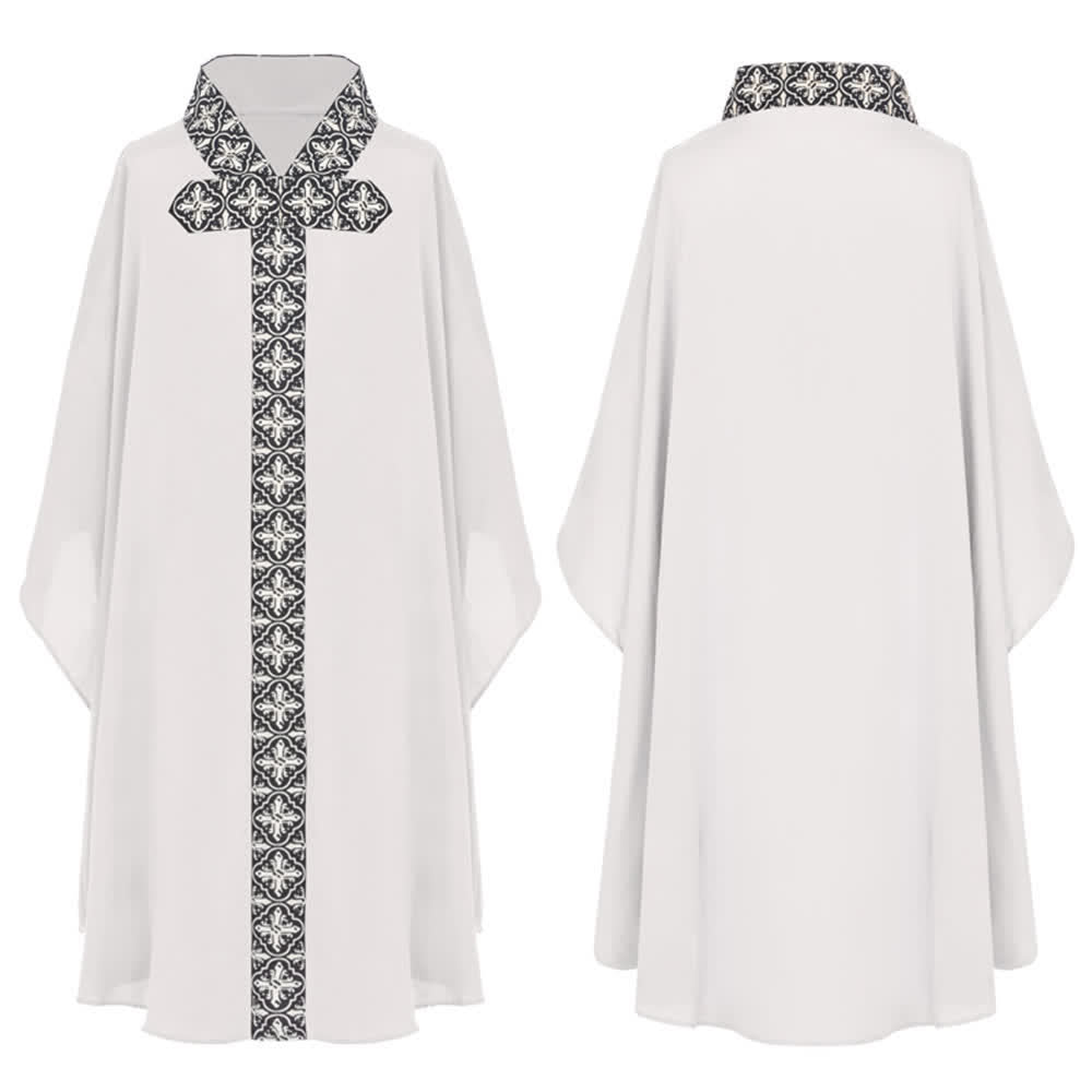 Christianartworkshop Multicolor Ornate Cross Cassock Clergy Robe for Sacred Ceremonies - White - image 7