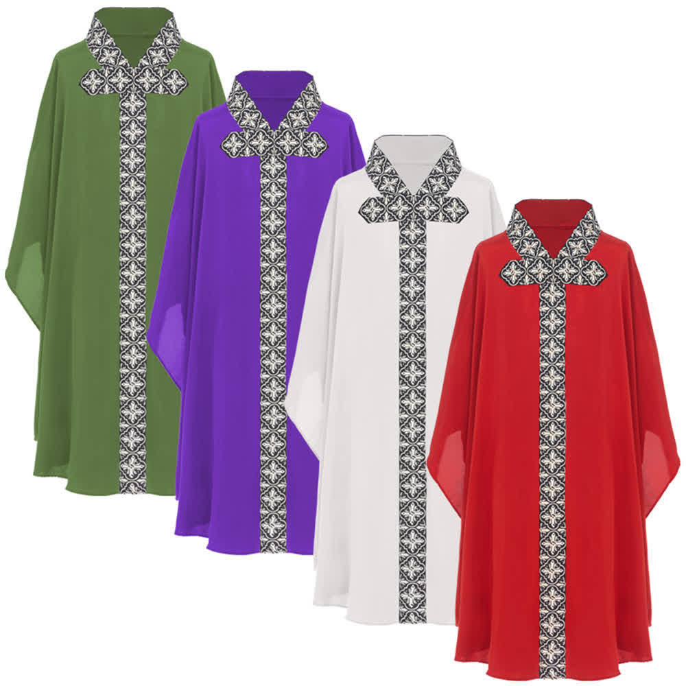 Christianartworkshop Multicolor Ornate Cross Cassock Clergy Robe for Sacred Ceremonies - image 1