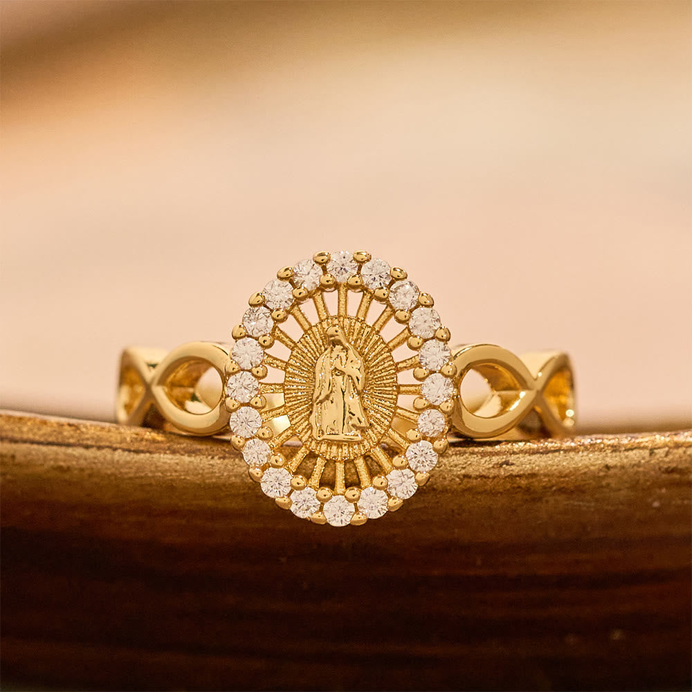 Christianartworkshop Infinity Our Lady Zircon Ring: Emblem of Unending Marian Grace - Adjustable(From US 7 to US 9) - image 0
