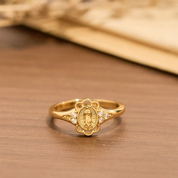 Christianartworkshop Filigree Our Lady Zircon Ring: Emblem of Marian Grace & Delicacy - image 3