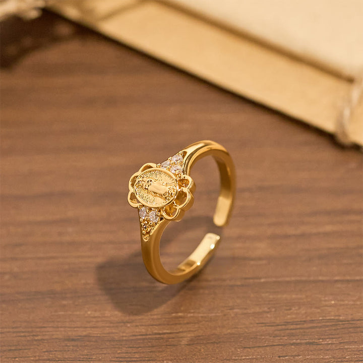 Christianartworkshop Filigree Our Lady Zircon Ring: Emblem of Marian Grace & Delicacy - image 1