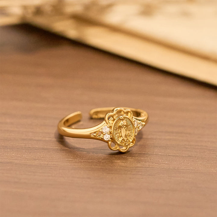 Christianartworkshop Filigree Our Lady Zircon Ring: Emblem of Marian Grace & Delicacy - image 2