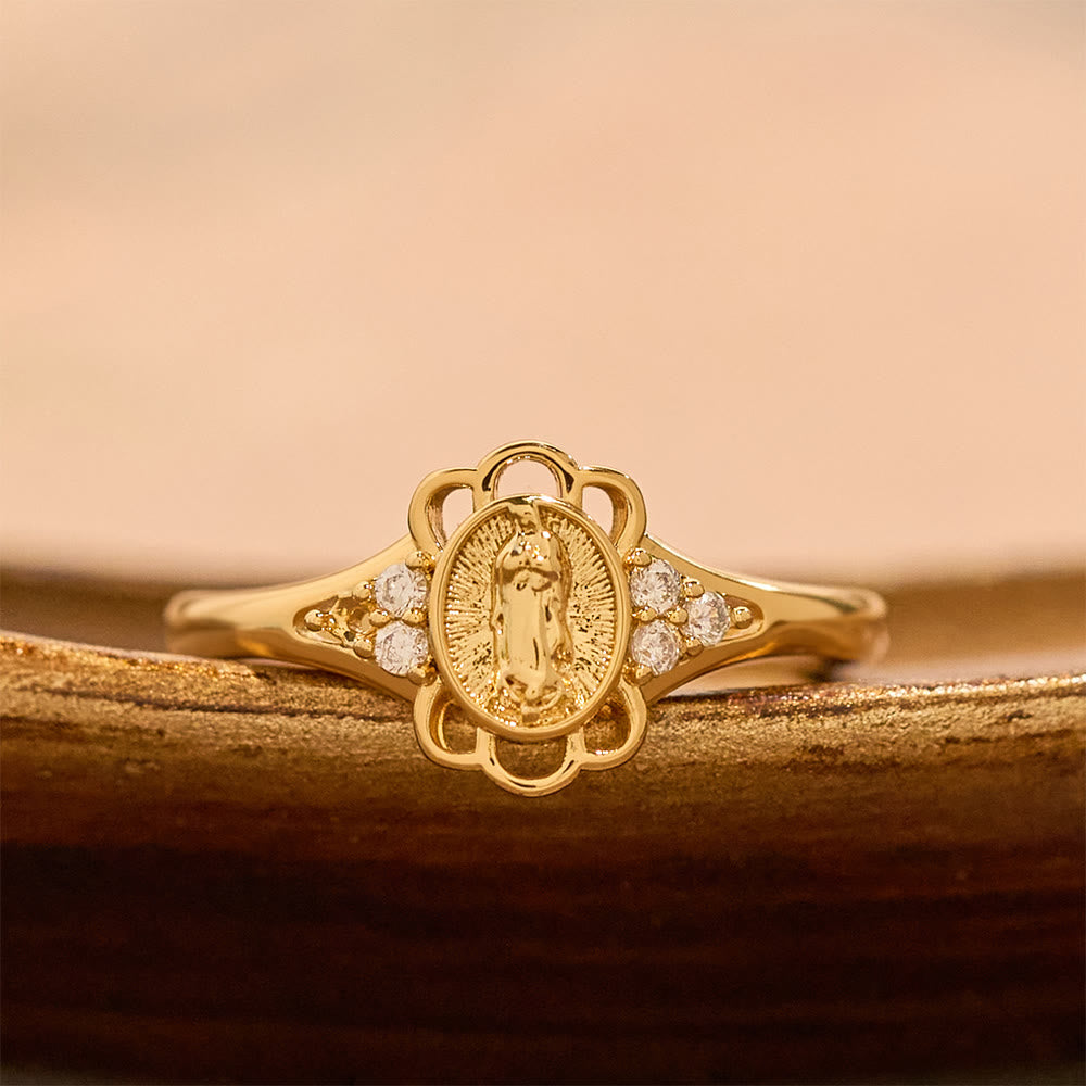Christianartworkshop Filigree Our Lady Zircon Ring: Emblem of Marian Grace & Delicacy - Adjustable(From US 7 to US 9) - image 0