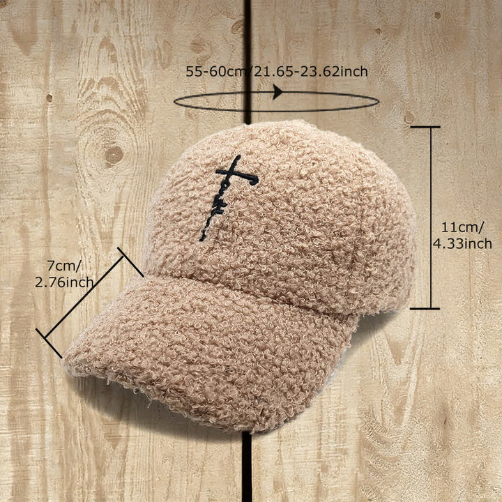 Christianartworkshop Faith Cross Embroidered Fuzzy Baseball Cap - image 5