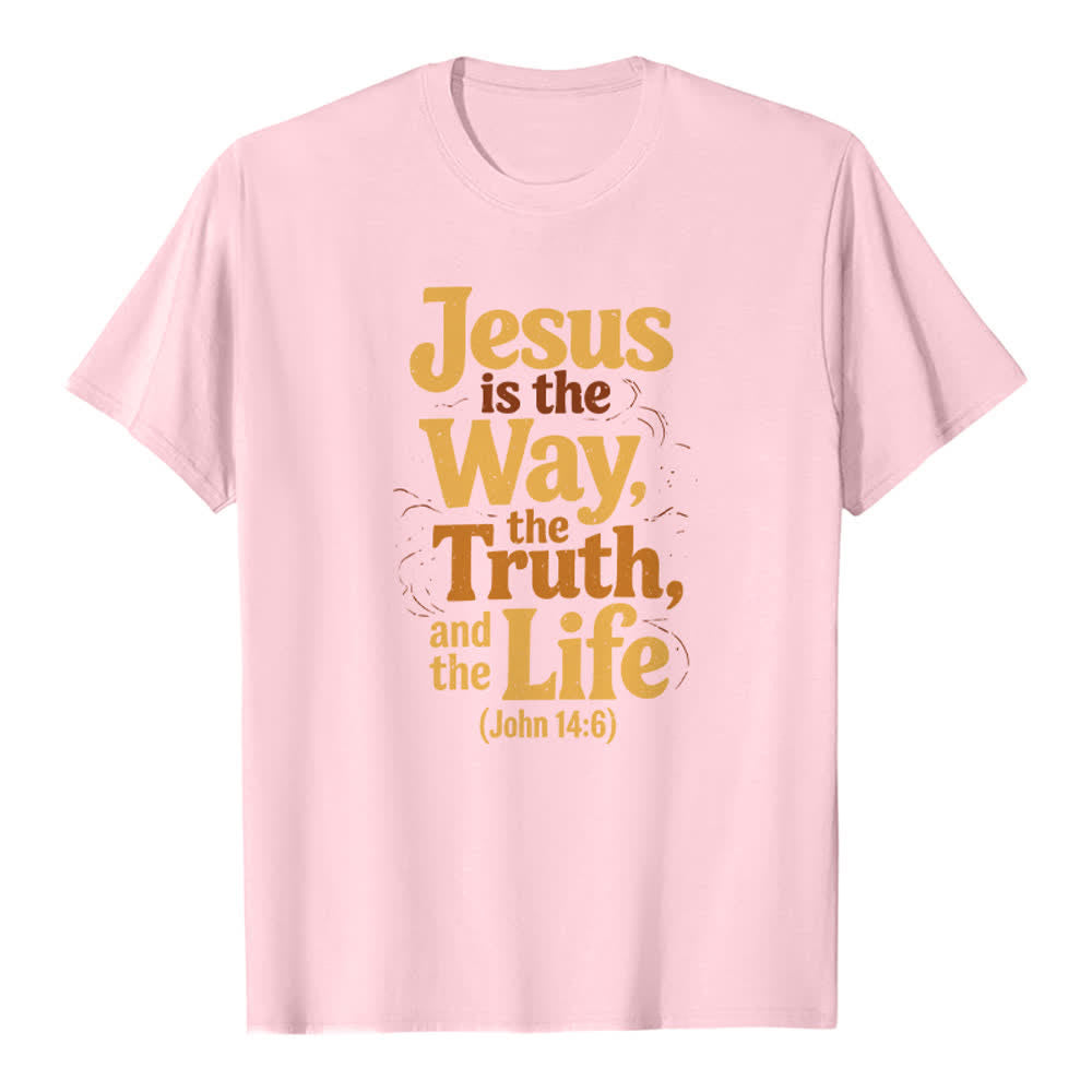 Christianartworkshop Jesus Is The Way The Truth The Life Premium T-Shirt - Pink - 2XL - image 1