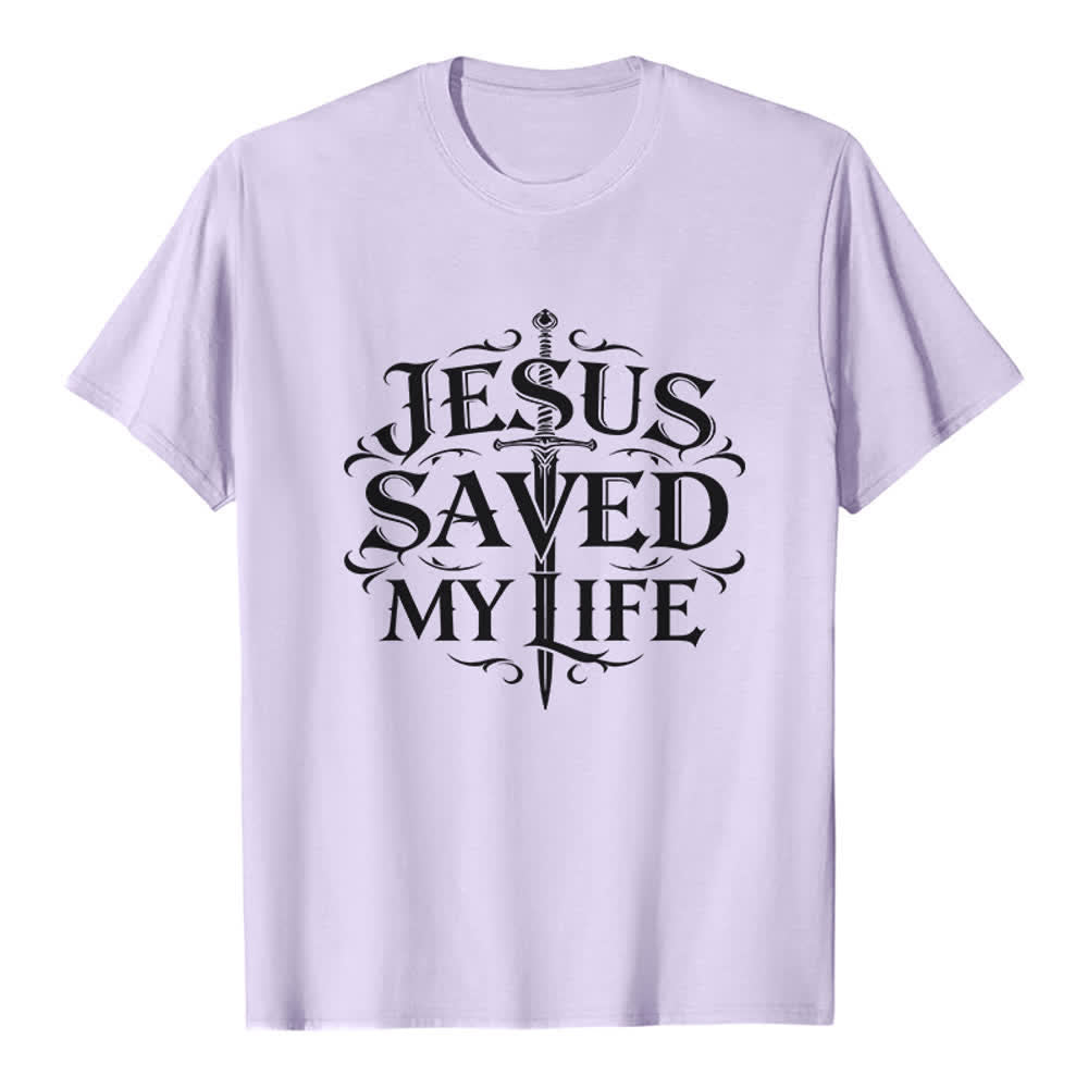 Christianartworkshop Vintage Gothic Jesus Saved My Life Premium T-Shirt - Purple - 2XL - image 2