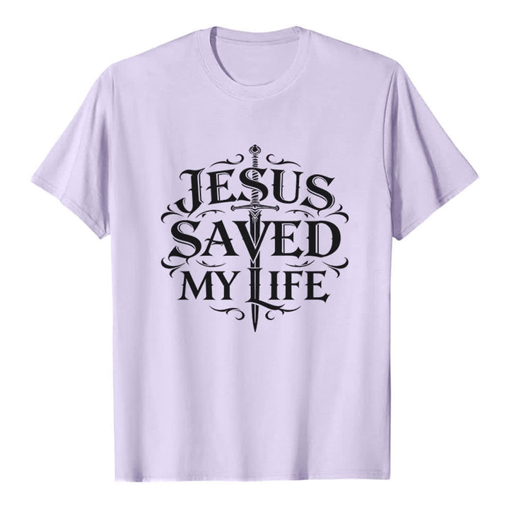 Christianartworkshop Vintage Gothic Jesus Saved My Life Premium T-Shirt - Purple - 2XL - image 2