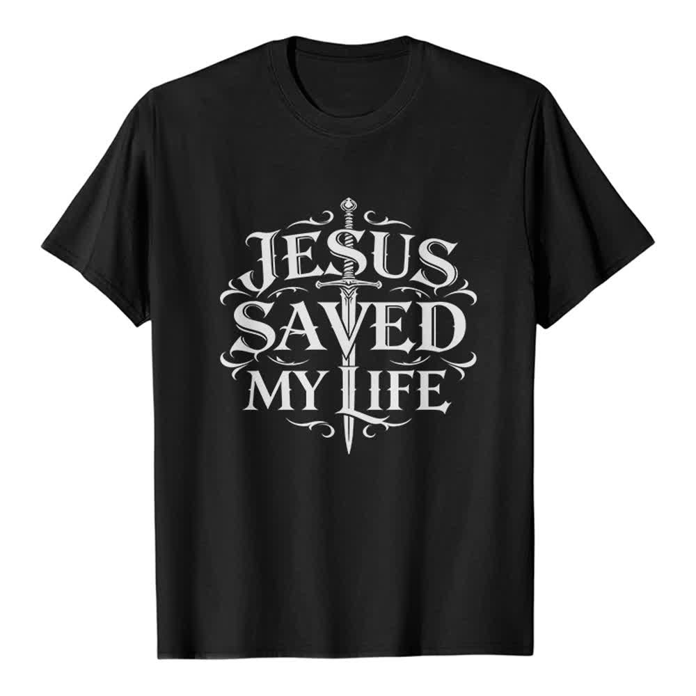 Christianartworkshop Vintage Gothic Jesus Saved My Life Premium T-Shirt - Black - 2XL - image 0