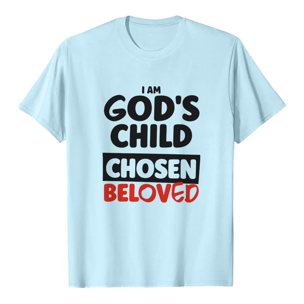 Christianartworkshop Retro Bold Typography God's Child Premium T-Shirt - Blue - 2XL - image 5