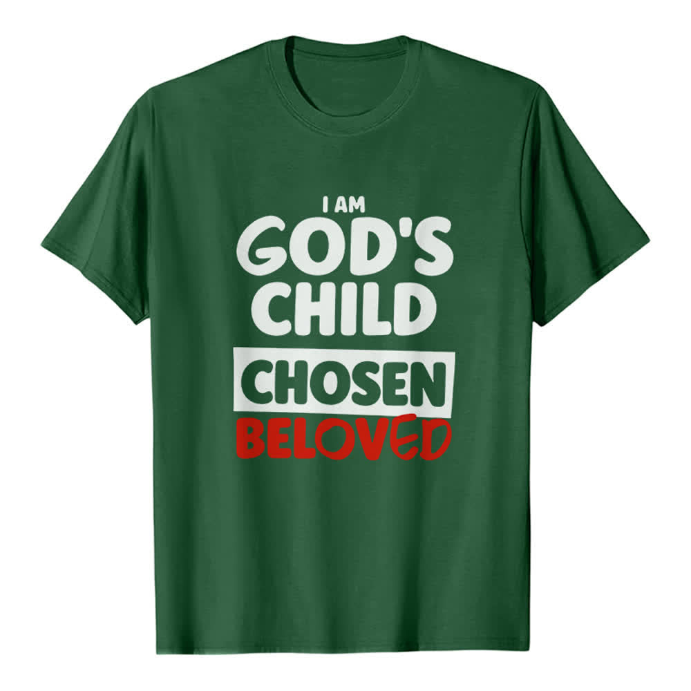 Christianartworkshop Retro Bold Typography God's Child Premium T-Shirt - Dark Green - 2XL - image 4