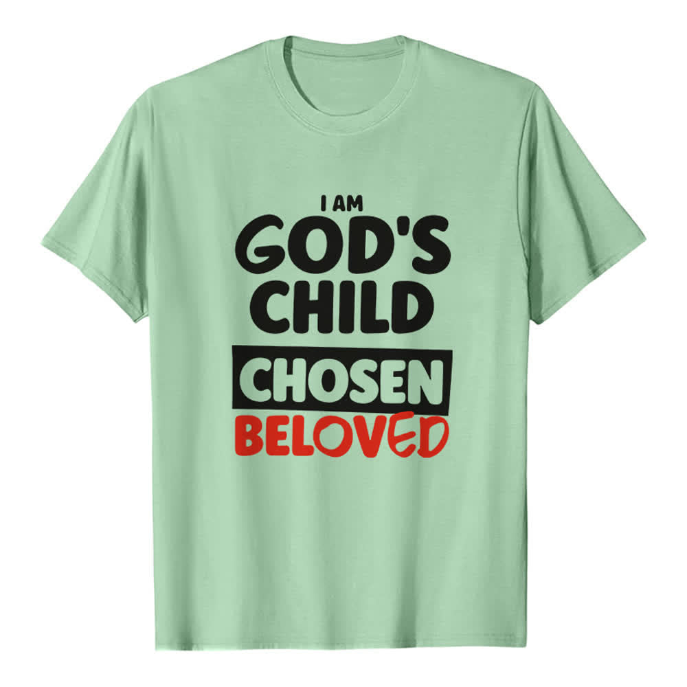 Christianartworkshop Retro Bold Typography God's Child Premium T-Shirt - Light Green - 2XL - image 3