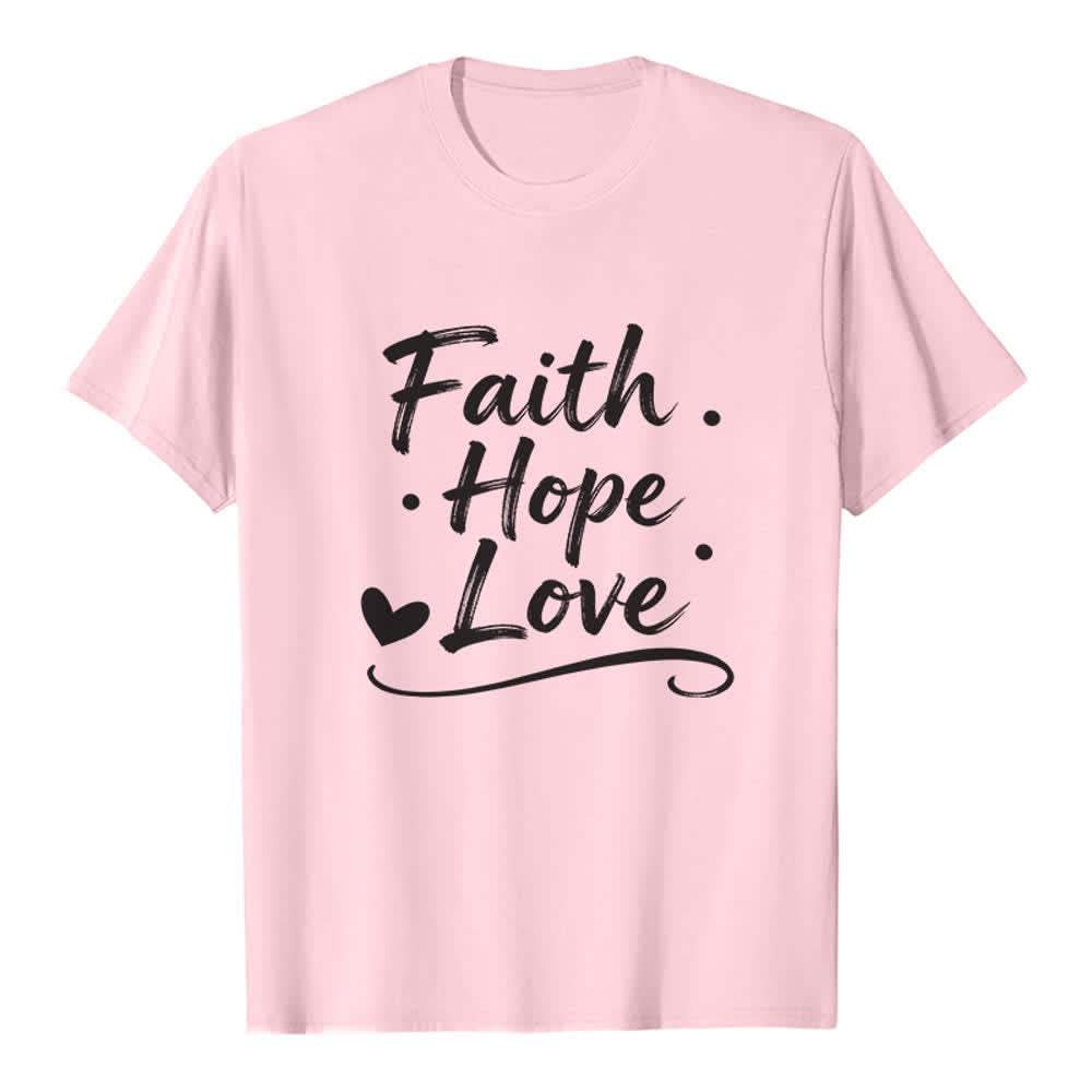 Christianartworkshop Vintage Handwritten Faith Hope Love Premium T-Shirt - Pink - 2XL - image 0