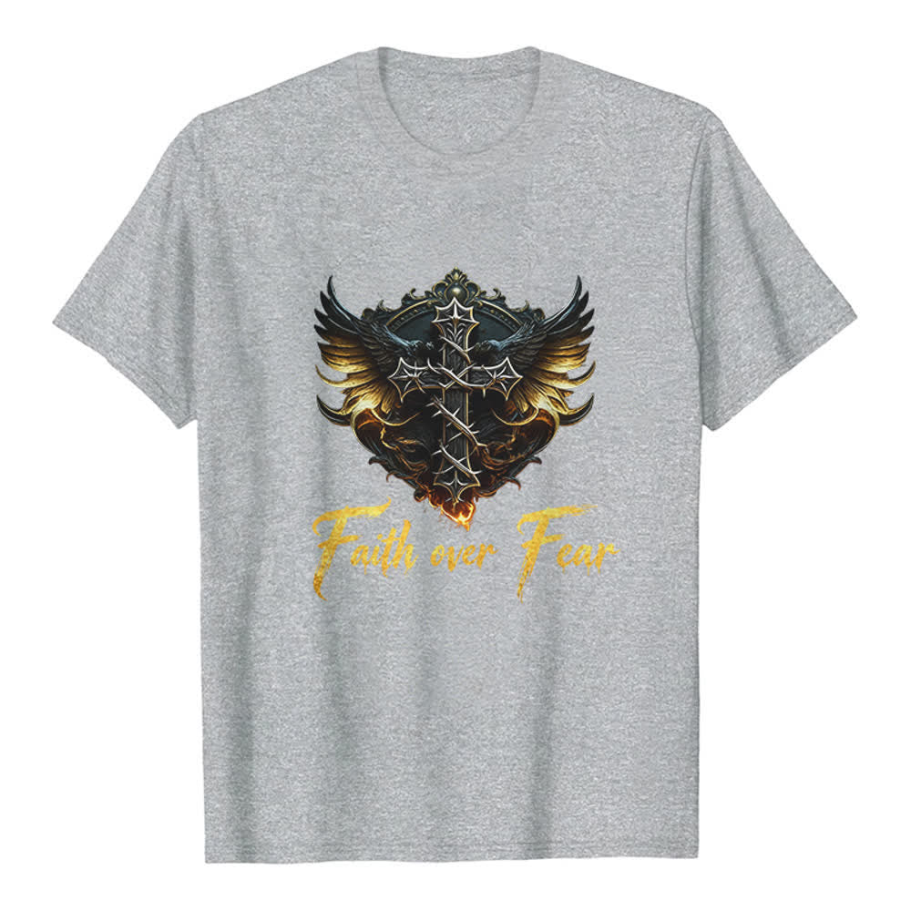 Christianartworkshop Wings Of Faith Faith Over Fear Premium T-Shirt - Grey - 2XL - image 7
