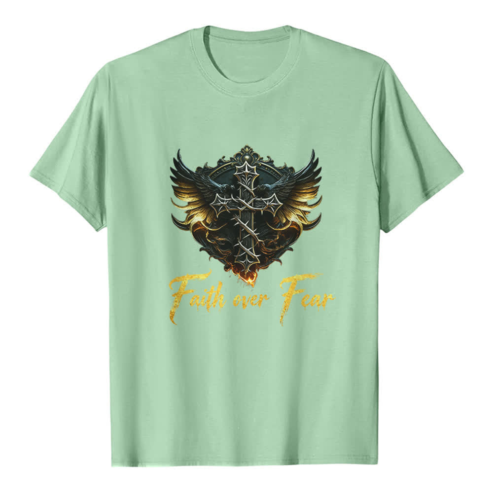 Christianartworkshop Wings Of Faith Faith Over Fear Premium T-Shirt - Light Green - 2XL - image 3