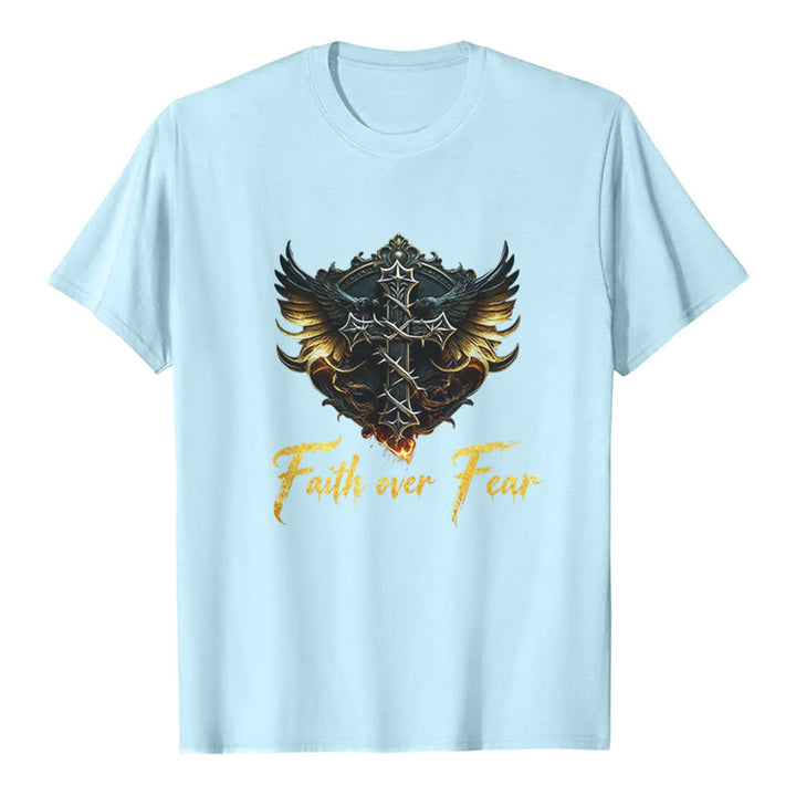 Christianartworkshop Wings Of Faith Faith Over Fear Premium T-Shirt - Blue - 2XL - image 5