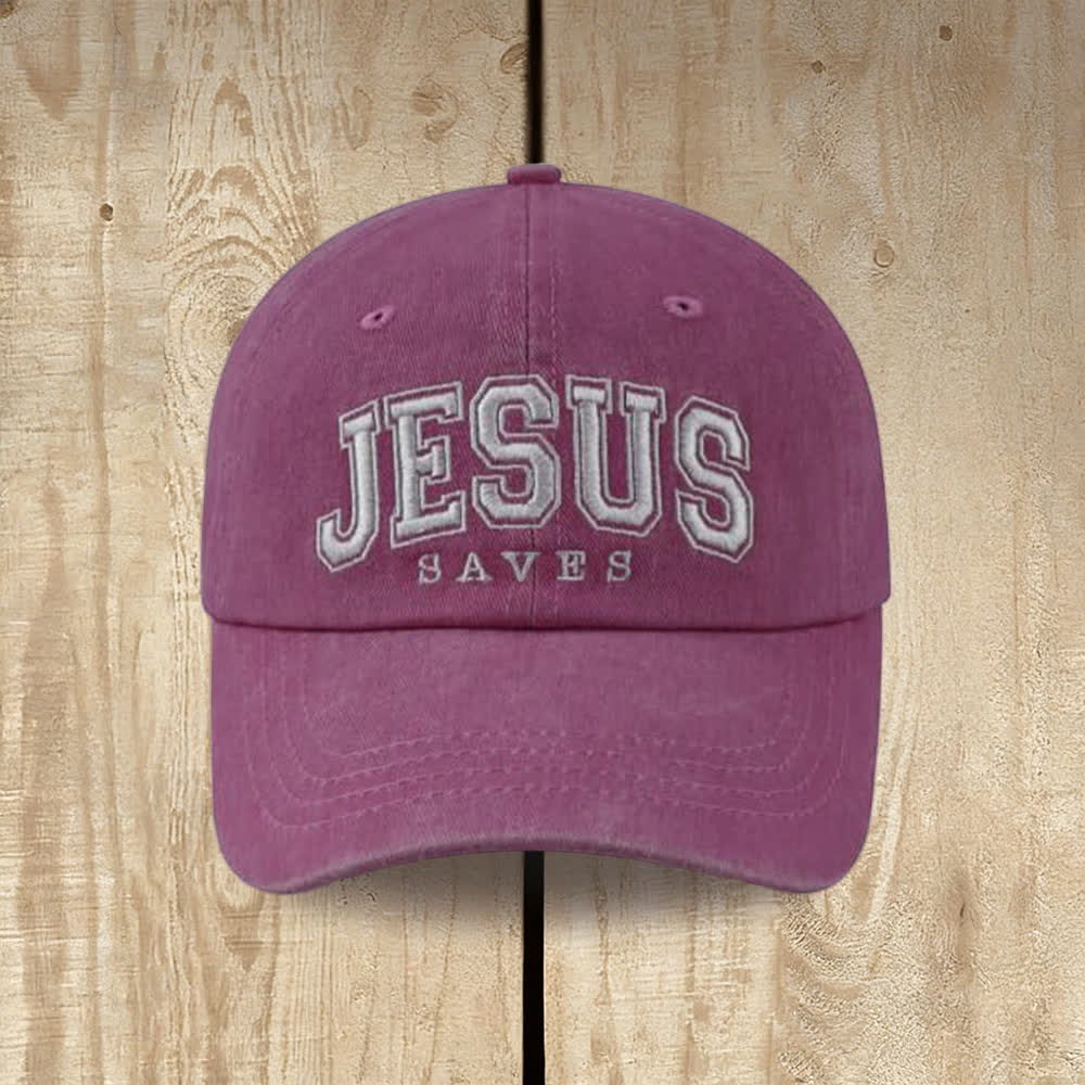 Christianartworkshop Retro Varsity Jesus Saves Baseball Cap - Wine - image 5