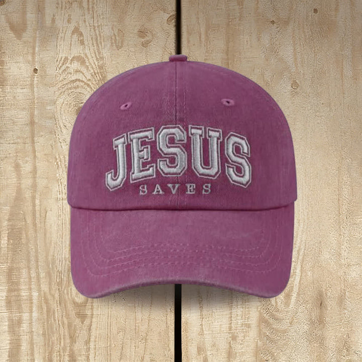 Christianartworkshop Retro Varsity Jesus Saves Baseball Cap - Wine - image 5