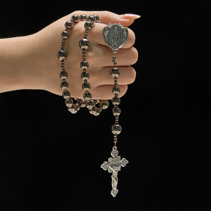 FREE Today: Antique Silver Tone Battle Bead Seven Sorrows Rosary: A Symbol of Grace in Every Prayer - image 1