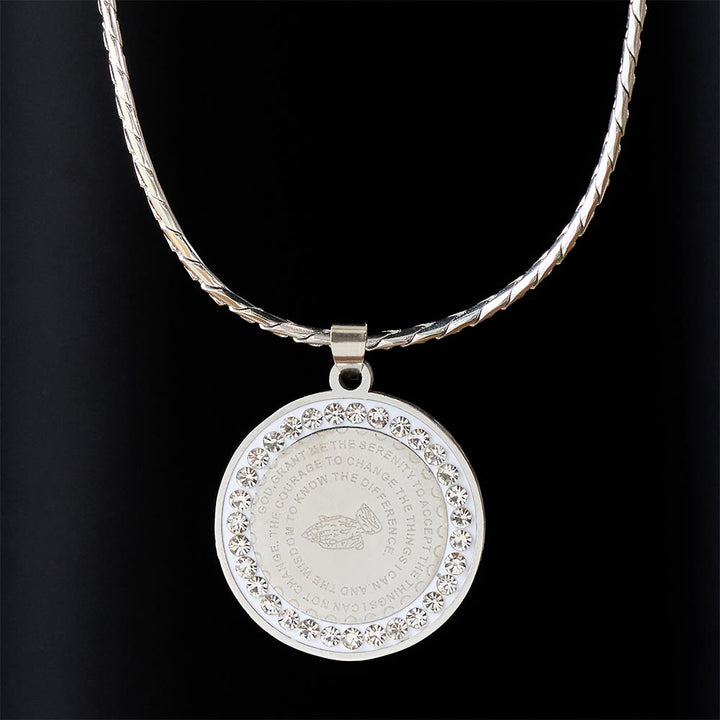 Christianartworkshop Zircon-Framed Praying Hands Scripture Necklace: Emblem of Divine Humility - image 5