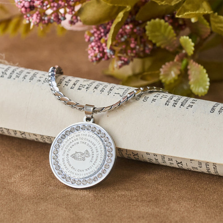 Christianartworkshop Zircon-Framed Praying Hands Scripture Necklace: Emblem of Divine Humility - Silver - image 4