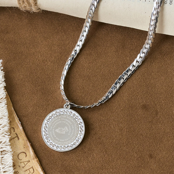 Christianartworkshop Zircon-Framed Praying Hands Scripture Necklace: Emblem of Divine Humility - image 6