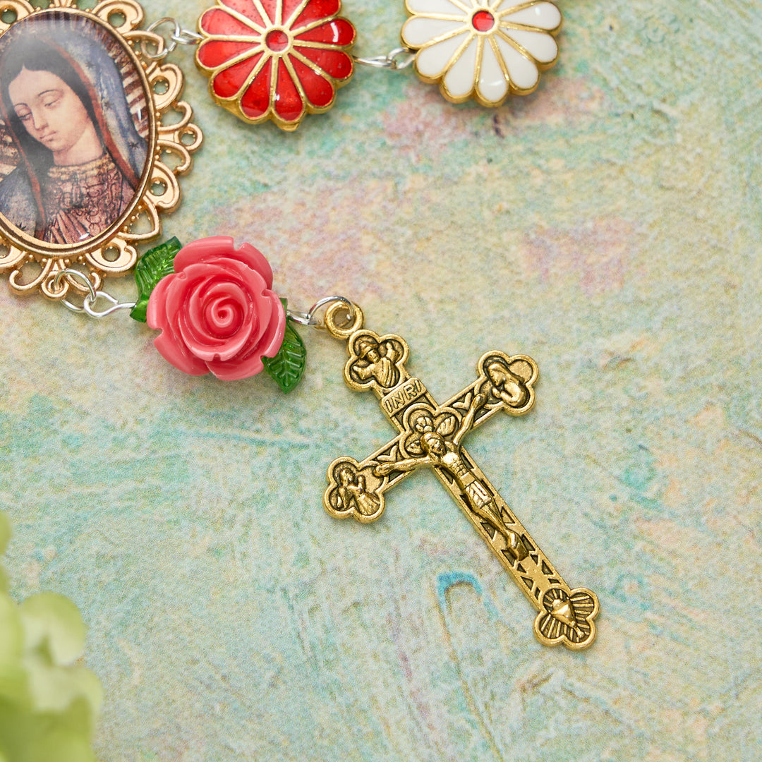 Christianartworkshop Enamel Floral with Rose Accent Our Lady Medal Rosary Bracelet: A Symbol of Maternal Intercession - image 6