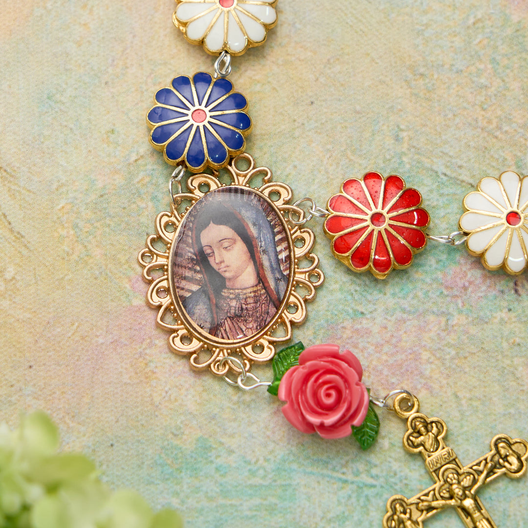 Christianartworkshop Enamel Floral with Rose Accent Our Lady Medal Rosary Bracelet: A Symbol of Maternal Intercession - image 5