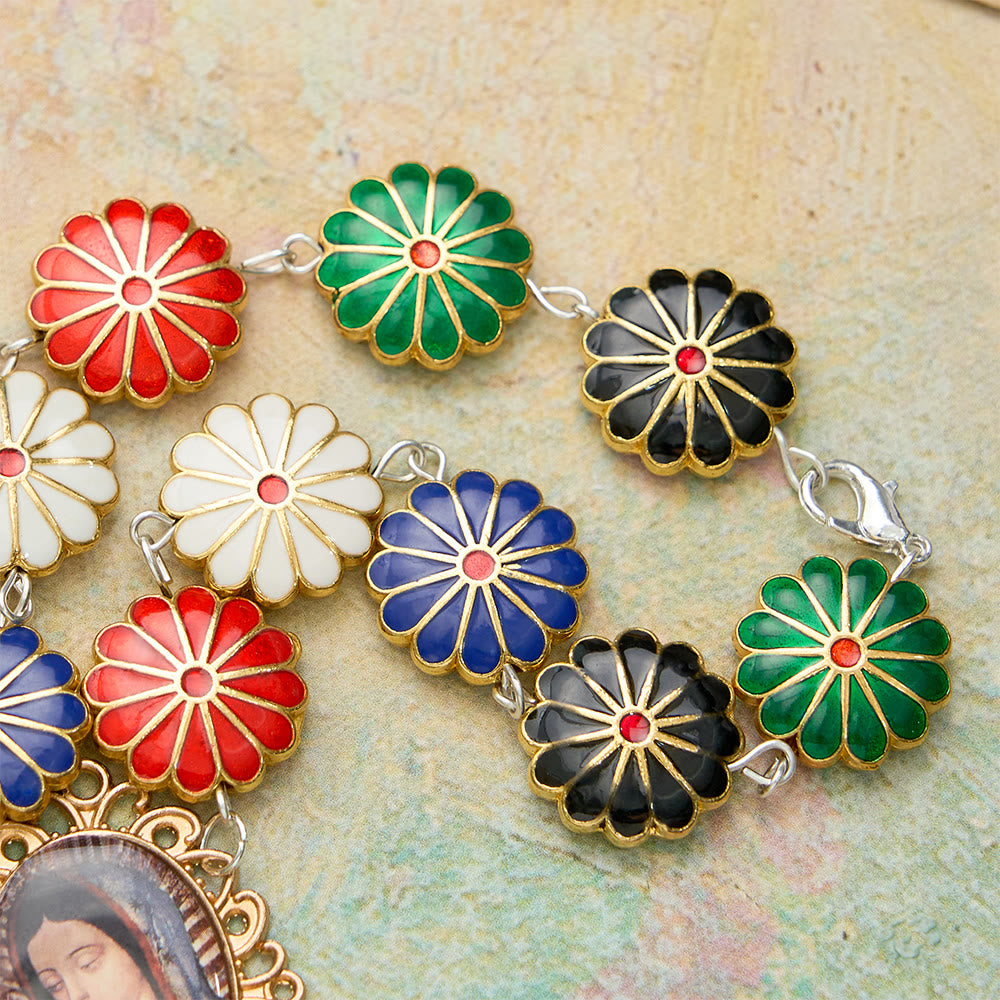 FREE Today: Enamel Floral with Rose Accent Our Lady Medal Rosary Bracelet: A Symbol of Maternal Intercession - image 6