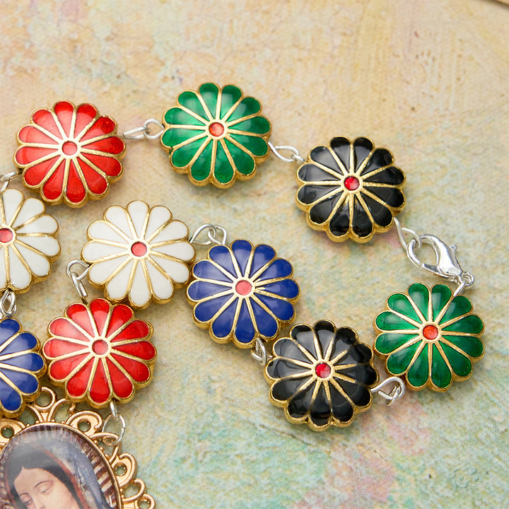 FREE Today: Enamel Floral with Rose Accent Our Lady Medal Rosary Bracelet: A Symbol of Maternal Intercession - image 6