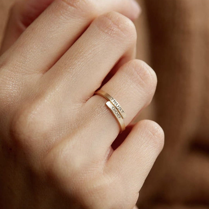 Christianartworkshop TRUST GOD Split-Band Ring: Steady Companion of Divine Trust - image 1