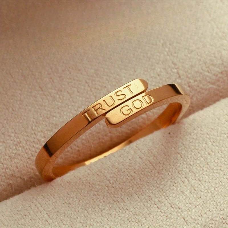 Christianartworkshop TRUST GOD Split-Band Ring: Steady Companion of Divine Trust - Golden(Suitable for US sizes 6-13) - image 0