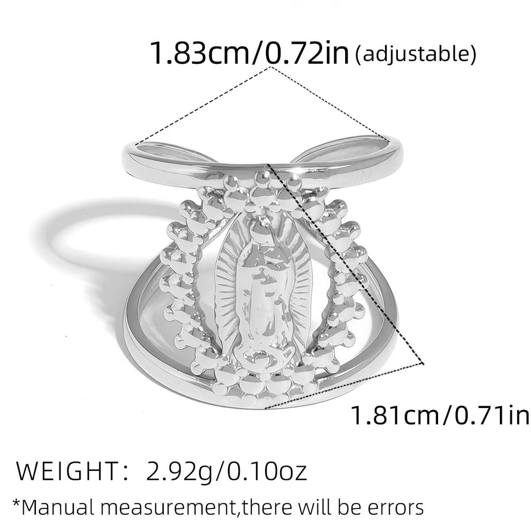 Christianartworkshop Tri-Color Hollow Frame Our Lady Band Ring: A Symbol of Divine Light & Devotion - Silver - image 7