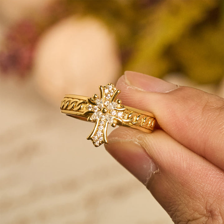 Christianartworkshop Zircon Cross Enamel Fleur-de-Lis Ring Set: Emblem of Divine Purity & Redemption - image 10