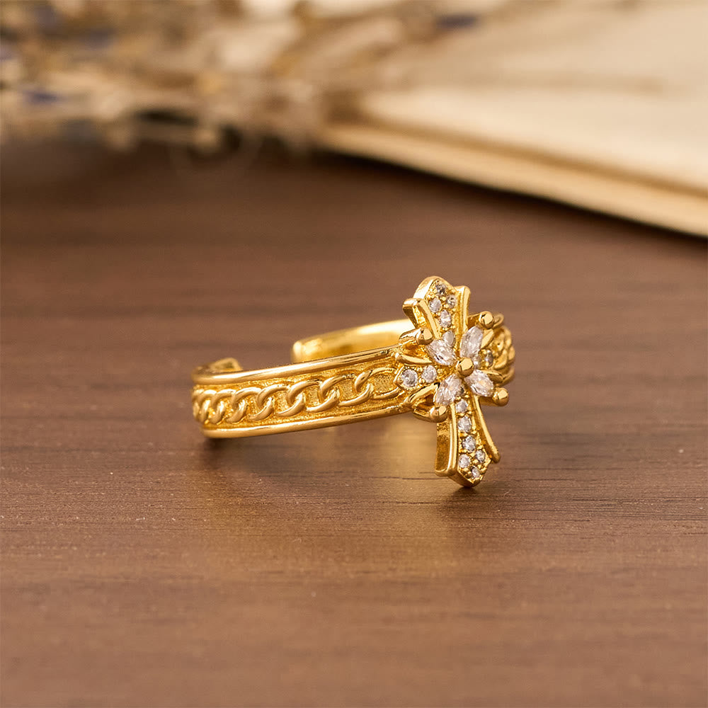 FREE Today: Zircon Cross Enamel Fleur-de-Lis Ring Set: Emblem of Divine Purity & Redemption - image 9