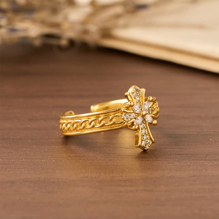 FREE Today: Zircon Cross Enamel Fleur-de-Lis Ring Set: Emblem of Divine Purity & Redemption - image 9