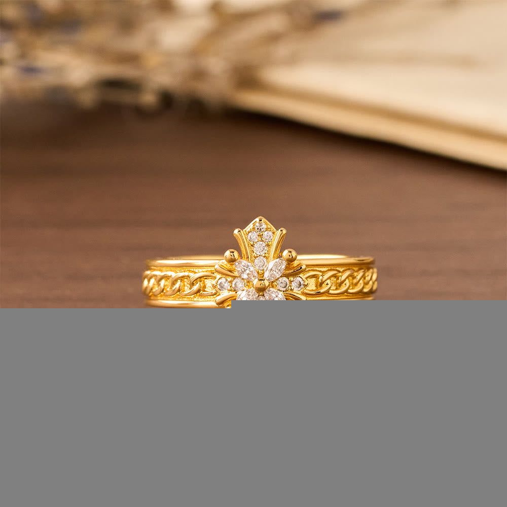 Christianartworkshop Zircon Cross Enamel Fleur-de-Lis Ring Set: Emblem of Divine Purity & Redemption - image 2