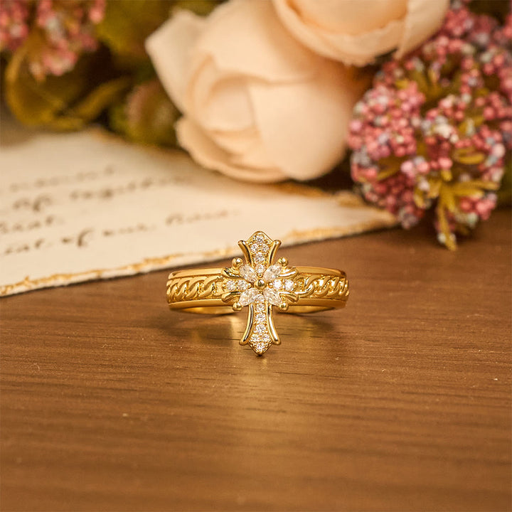 FREE Today: Zircon Cross Enamel Fleur-de-Lis Ring Set: Emblem of Divine Purity & Redemption - image 5