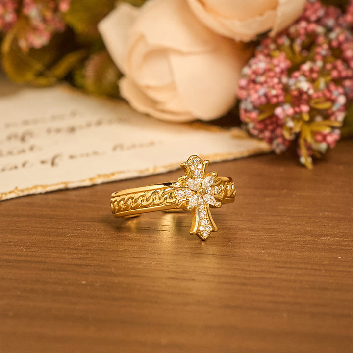 FREE Today: Zircon Cross Enamel Fleur-de-Lis Ring Set: Emblem of Divine Purity & Redemption - image 7