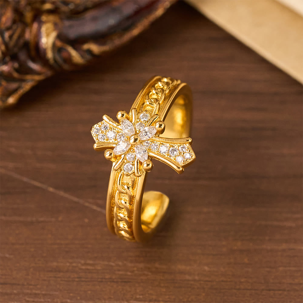 FREE Today: Zircon Cross Enamel Fleur-de-Lis Ring Set: Emblem of Divine Purity & Redemption - image 8